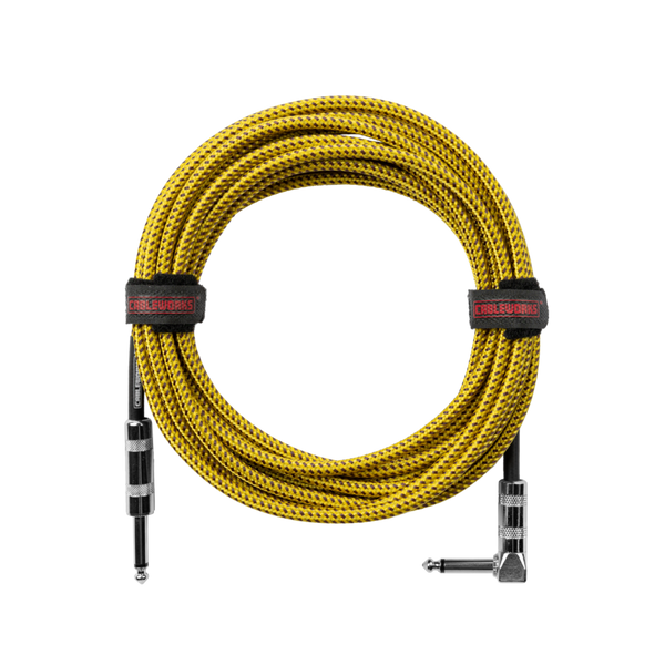 Gator GCWB-INS-10RABRY Backline Series 10 Foot Straight to Right Angle Braided Instrument Cable - Brown/Yellow