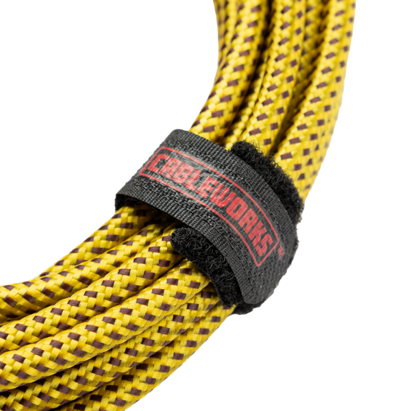 Gator GCWB-INS-10RABRY Backline Series 10 Foot Straight to Right Angle Braided Instrument Cable - Brown/Yellow