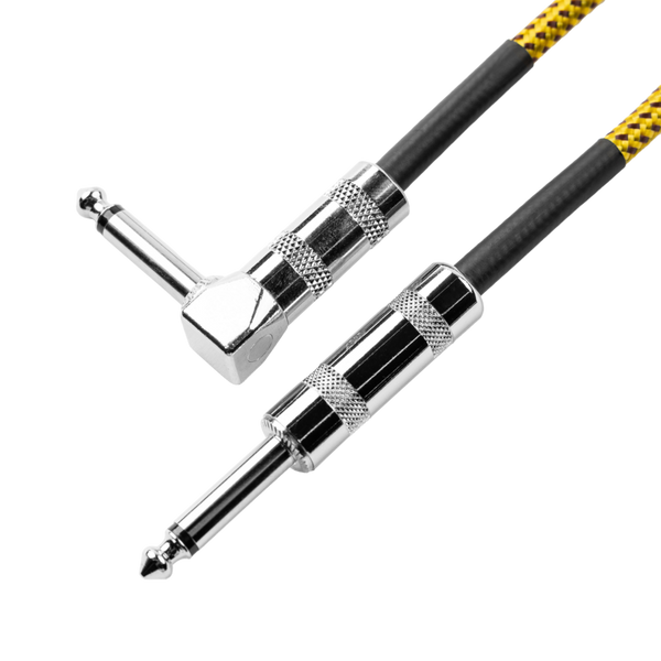 Gator GCWB-INS-10RABRY Backline Series 10 Foot Straight to Right Angle Braided Instrument Cable - Brown/Yellow