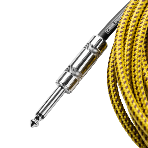 Gator GCWB-INS-20RABRY Backline Series 20 Foot Straight to Right Angle Braided Instrument Cable - Brown & Yellow