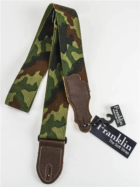 Franklin Strap 1-CF-CH 2" Camouflage Cotton Chocolate Ends Guitar Strap