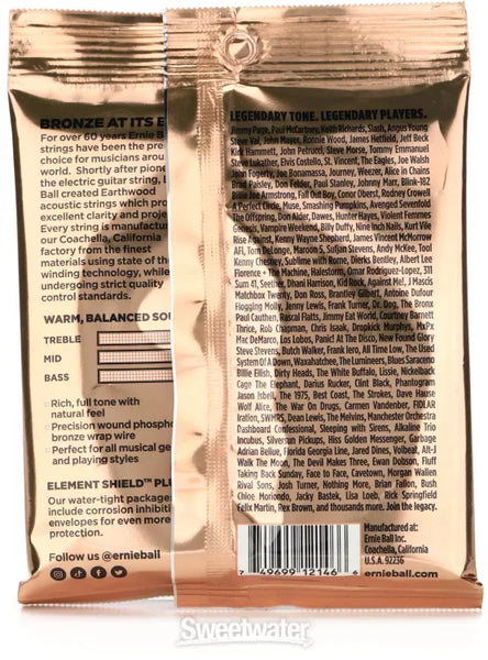 Ernie Ball 2146 Earthwood Medium Light Phosphor Bronze Acoustic Guitar Strings 12-54 Gauge