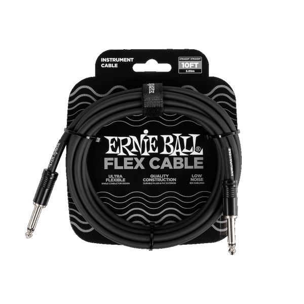 Ernie Ball P06434 FLEX INSTRUMENT CABLE STRAIGHT/STRAIGHT 10FT - BLACK
