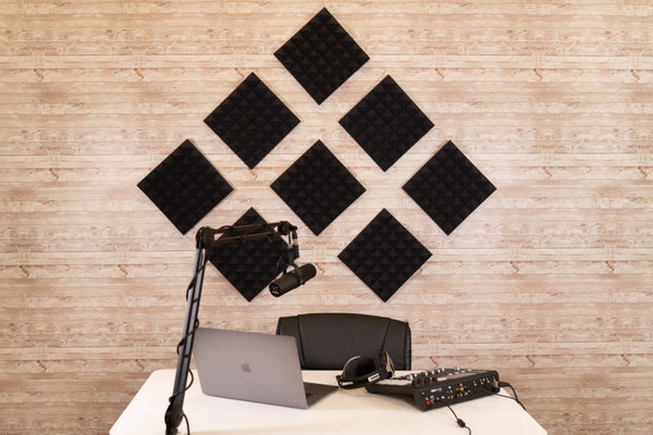 Gator GFW-ACPNL1212PCHA-8PK 8 Pack of Charcoal 12x12" Acoustic Pyramid Panel