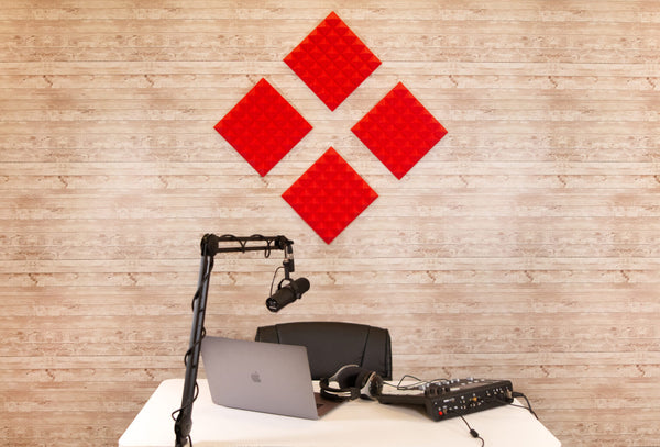 Gator 4 Pack of Red 12x12" Acoustic Pyramid Panel