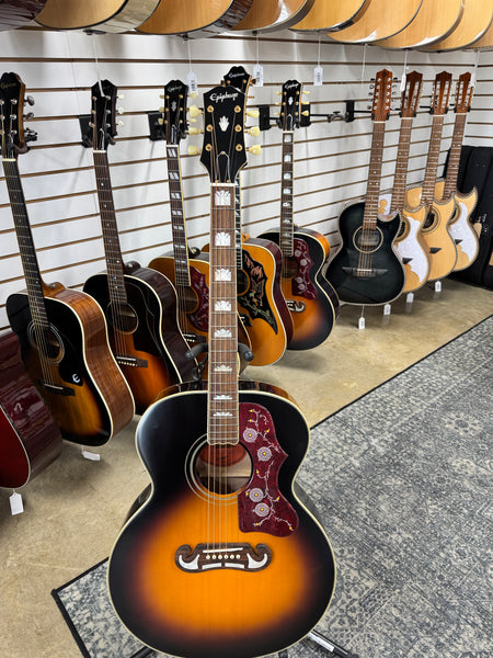 Epiphone J-200 Acoustic Electric Guitar - Aged Vintage Sunburst Gloss