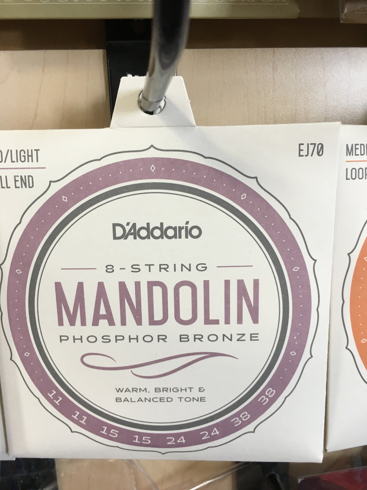 D'Addario EJ70 Phosphor Bronze Mandolin Strings Ball End Medium/Light 11-38