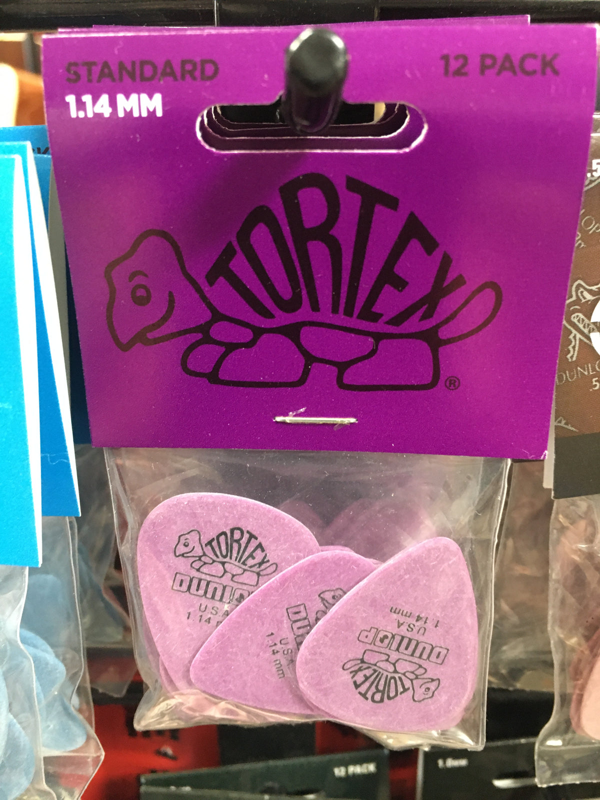 Dunlop 1.14mm Tortex 12 Pick Pack Purple