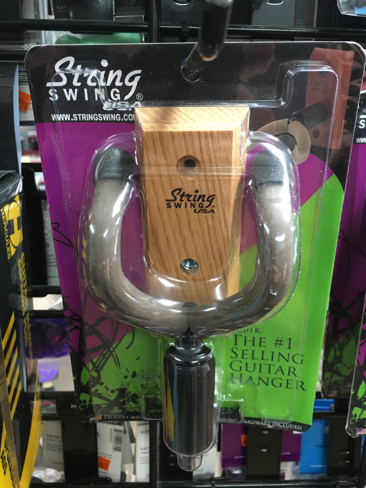 String Swing CC01KOAK Home and Studio Guitar Keeper Wall Mount