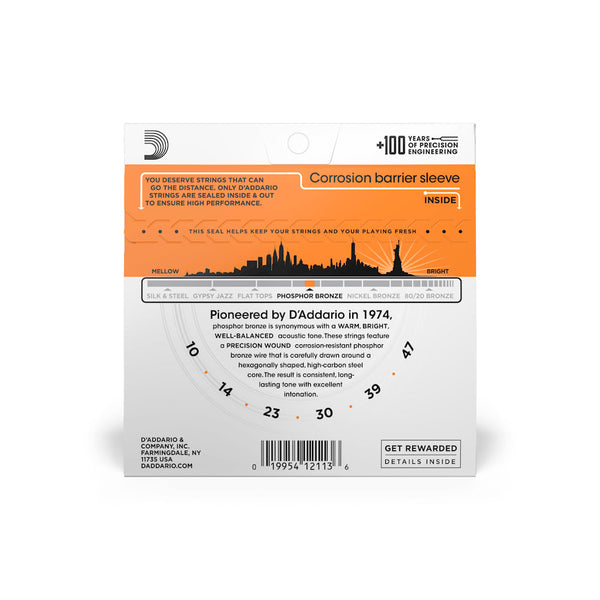 D'Addario EJ15 Phosphor Bronze Acoustic Guitar Strings, Extra Light Gauge