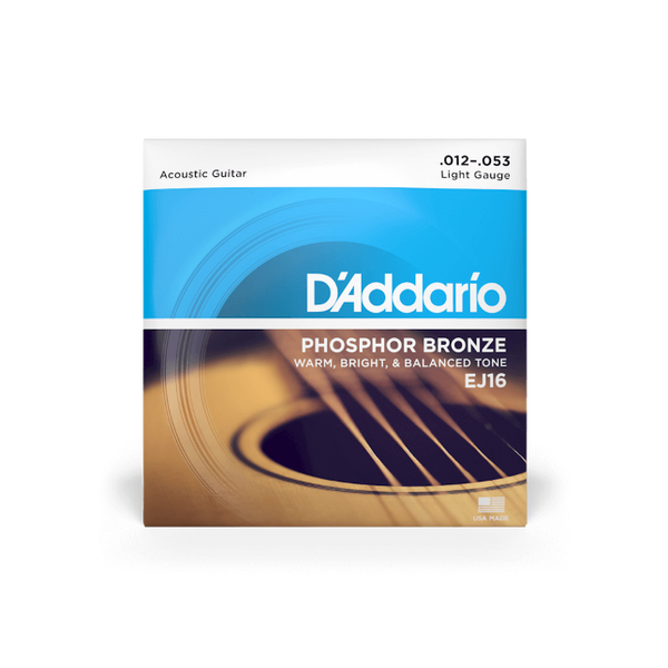 D'Addario 12-53 Light, Phosphor Bronze Acoustic Guitar Strings EJ16