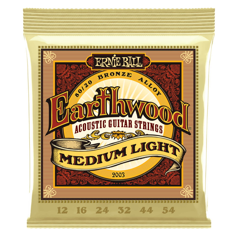 Ernie Ball 2003 Earthwood Medium-Light 80/20 Bronze Acoustic Guitar Strings, .012 - .054