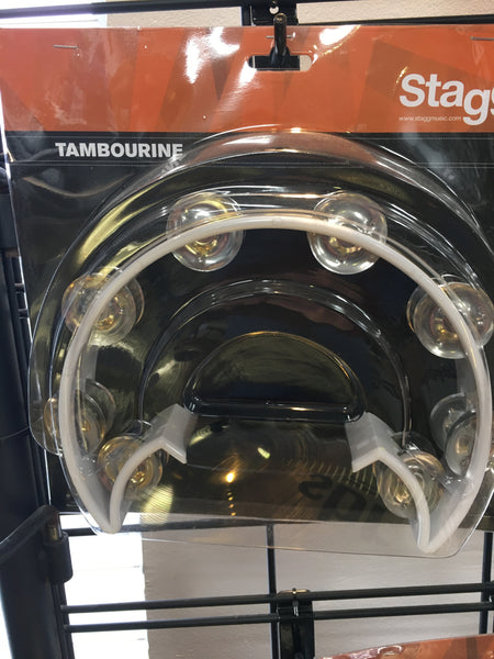 Stagg TAB-2WH White Cutaway Tambourine Plastic 16 jingles