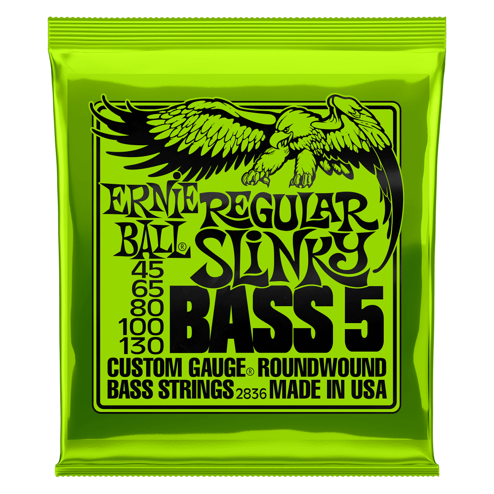 Ernie Ball P02836 Regular Slinky 5-String Nickel Wound Electric Bass Strings, 45-130