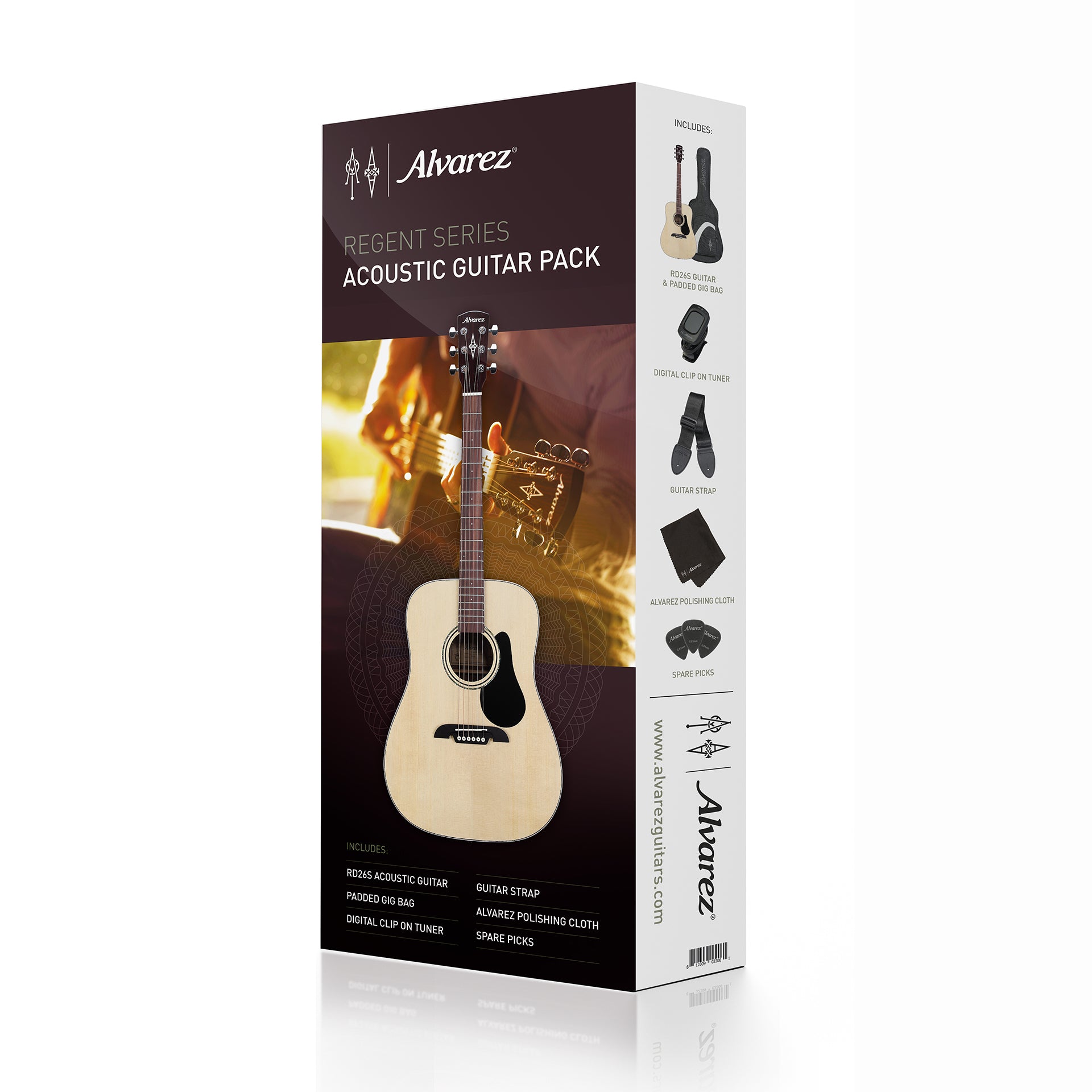 Alvarez RD26S-AGP REGENT 26 SERIES STARTER PACK W/BAG, TUNER, STRAPS, CLOTH & PICKS Natural/Satin