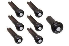 Allparts BP-2855-080 SLOTTED EBONY BRIDGE PINS Mother of Pearl Dot