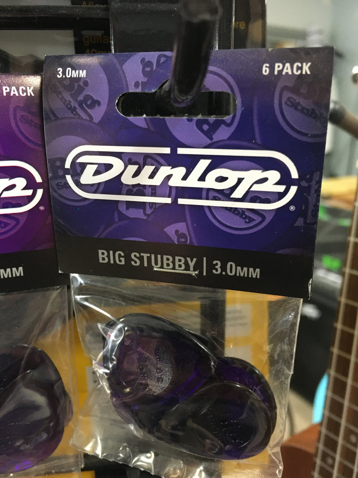 Dunlop Big Stubby 3.0mm 6 Pick Pack Purple