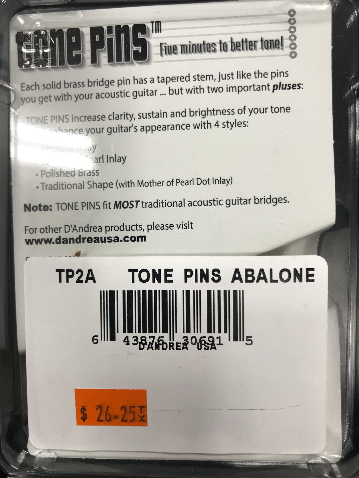 D'Andrea TP2A Tone Pins Abalone
