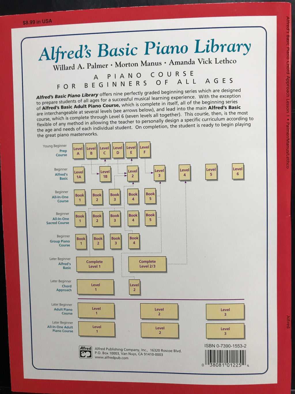 Alfred's Basic Piano Library Chord Approach Lesson Book Level 1
