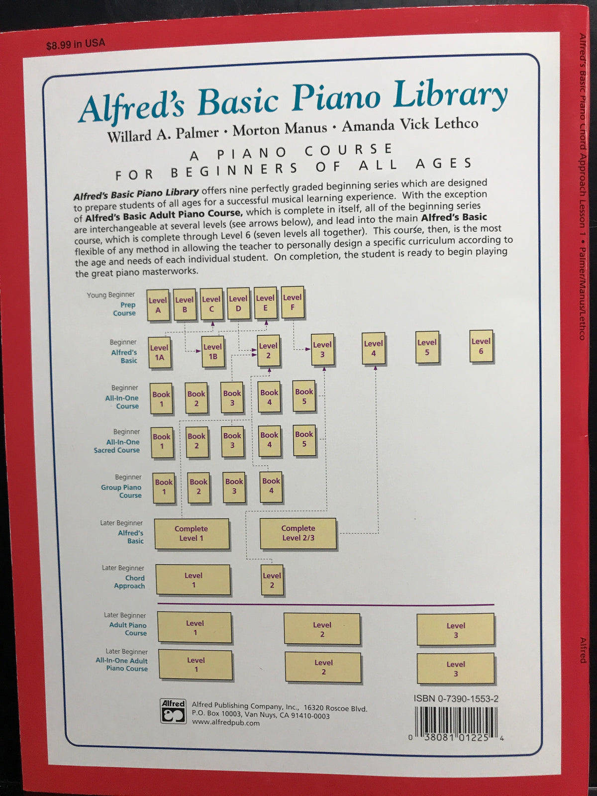 Alfred's Basic Piano Library Chord Approach Lesson Book Level 1