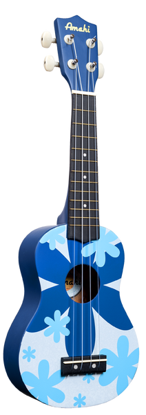 Amahi DDUK8 Amahi Blue Flower Ukulele, Soprano