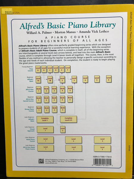 Alfred's Basic Piano Library Theory Book Level 3