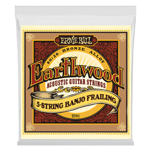 Ernie Ball 2061 Earthwood 80/20 Bronze 5-String Banjo Frailing Strings (10-24w)