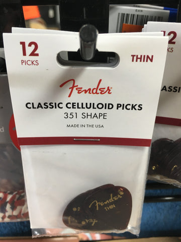 Fender 351TPP Thin Shell 12 pack Classic Celluloid Guitar Picks