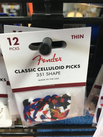 Fender 351TCPP Thin Confetti 12 pack Classic Celluloid Guitar Picks