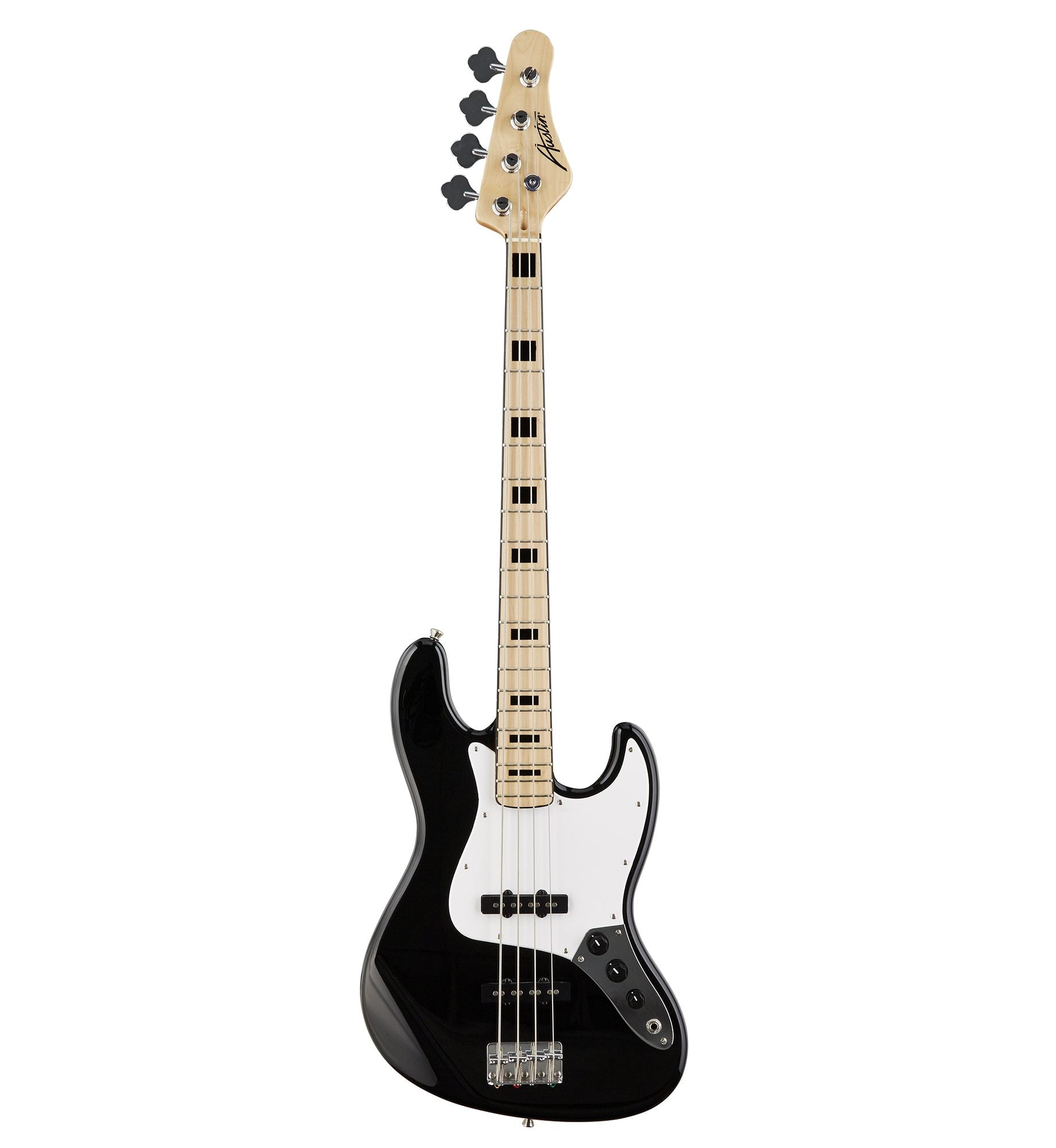 Austin AJB300 Double Cutaway 4 String Bass Black