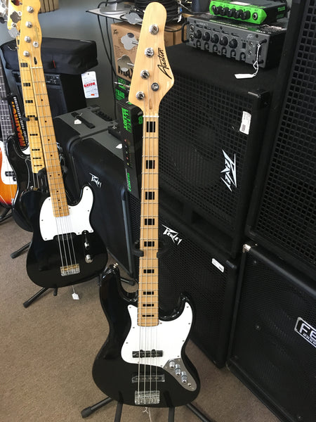 Austin AJB300 Double Cutaway 4 String Bass Black