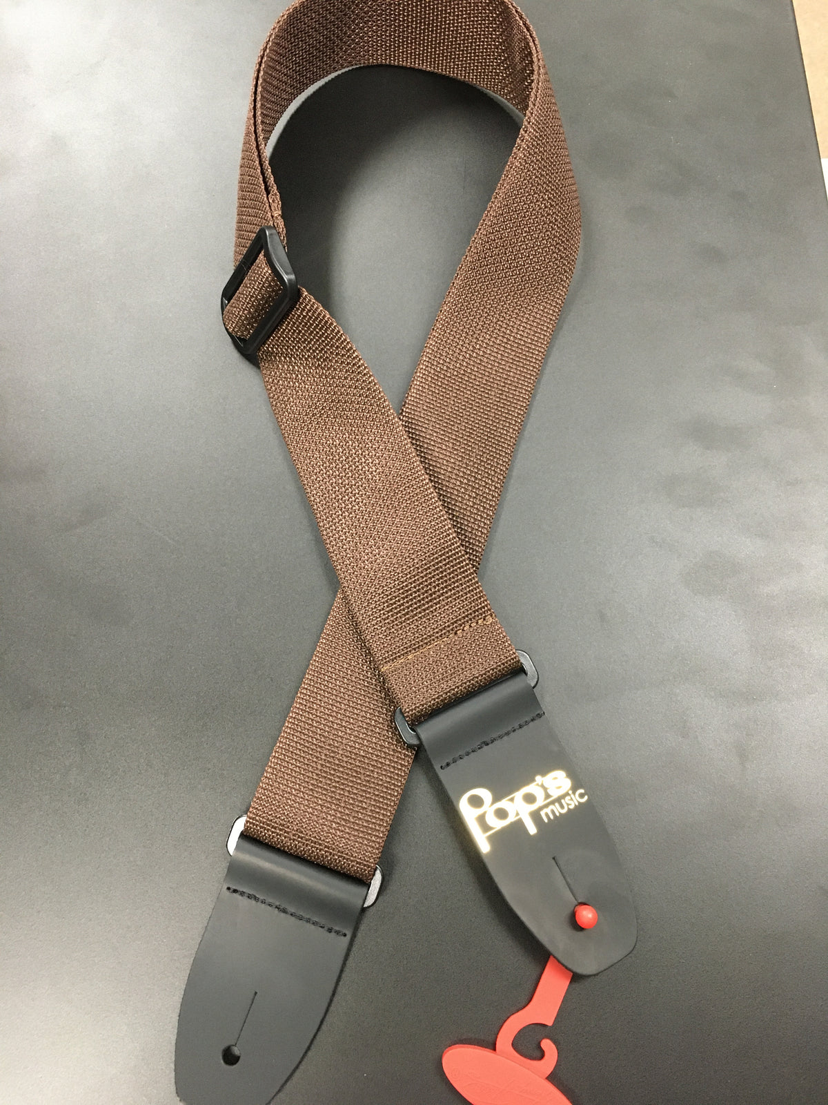 M8POLY-BROWN Pop's Logo Strap