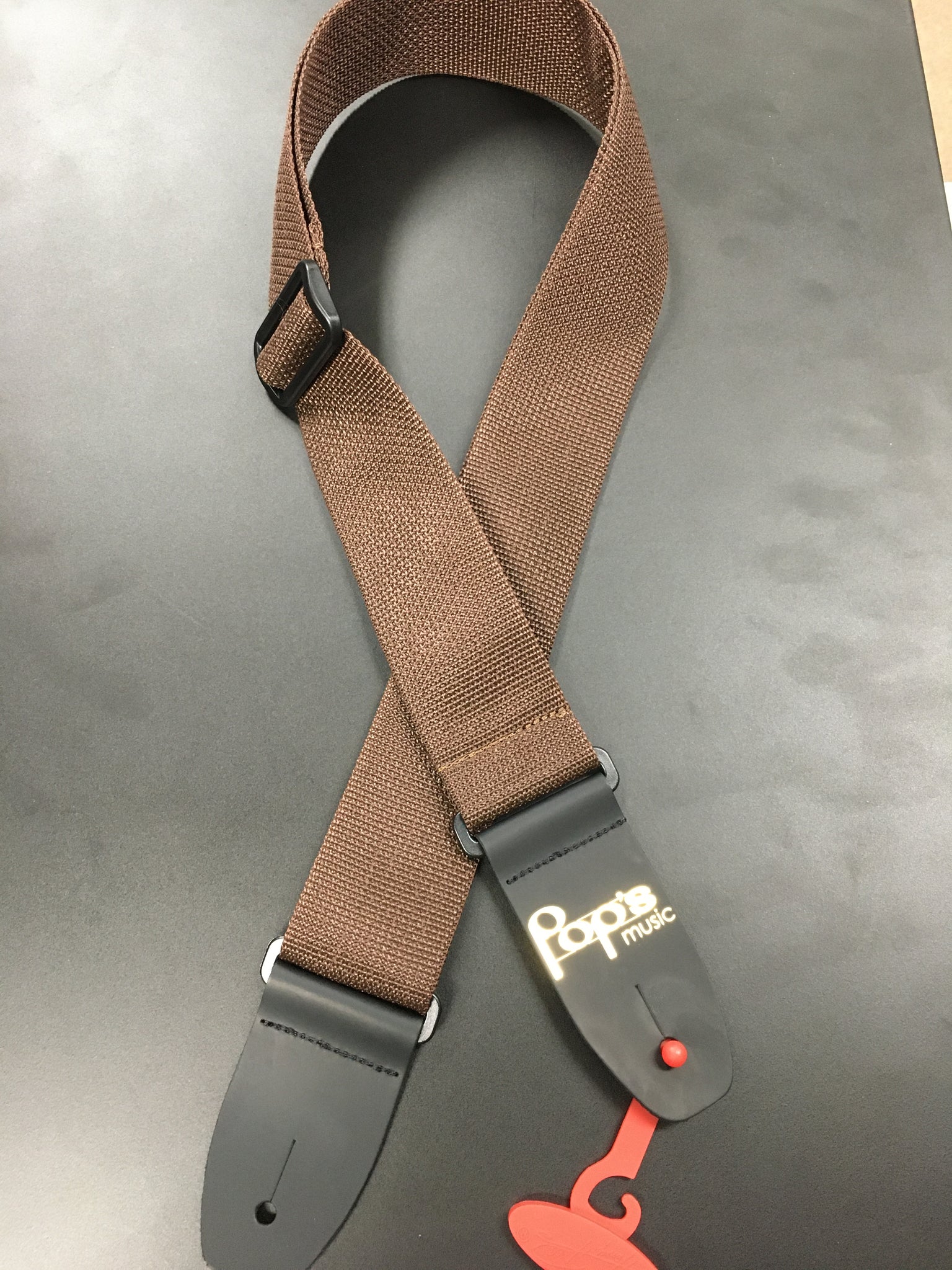 M8POLY-BROWN Pop's Logo Strap