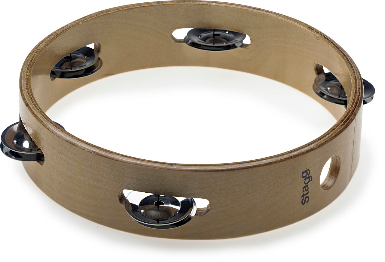 Stagg STA-3108 8" Headless Wooden Tambourine with 1 Row of Jingles