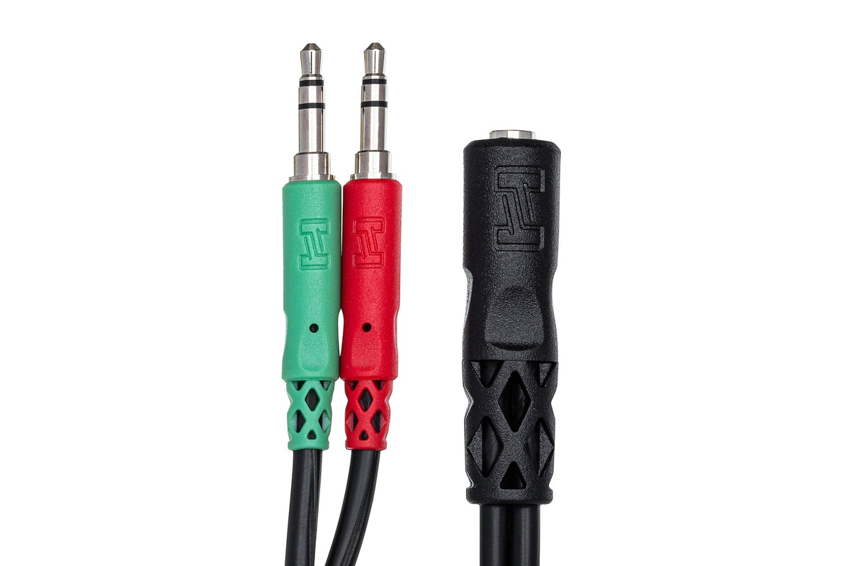 Hosa YMM-107 Headset/Mic Breakout Cable 3.5 mm TRRSF to Dual 3.5 mm TRS