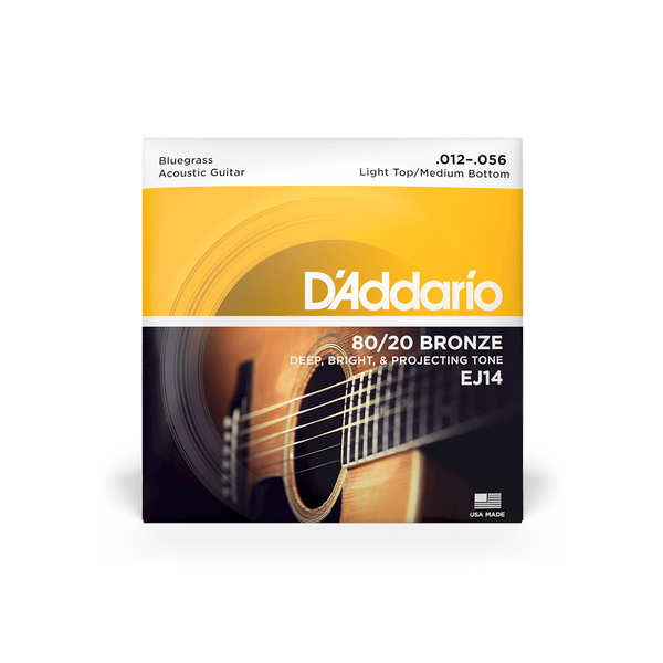 D'Addario EJ14 12-56 Light Top/Medium Bottom Bluegrass, 80/20 Bronze Acoustic Guitar Strings