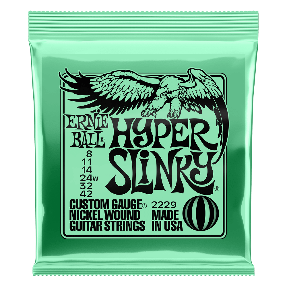 Ernie Ball HYPER SLINKY NICKEL WOUND ELECTRIC GUITAR STRINGS - 8-42 GAUGE P02229