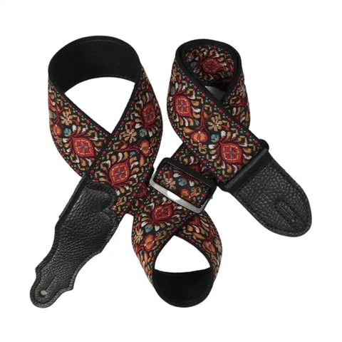 Franklin Retro Folk Weave Guitar Strap - Red/Bronze F1-RB