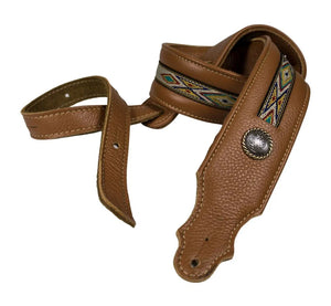 Franklin 2" Southwest Padded Leather Guitar Strap Caramel 11A-CA-N