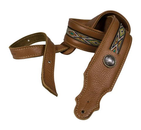 Franklin 2" Southwest Padded Leather Guitar Strap Caramel 11A-CA-N