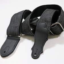 Franklin 2" Black Distressed Denim Strap w/ Black Leather End Tab DN-BK-BK