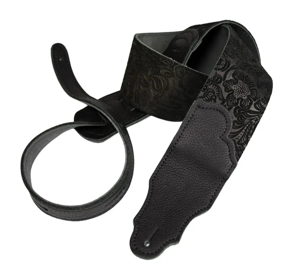Franklin 2.5" Embossed Suede Guitar Strap Black FSSE-BK-BK
