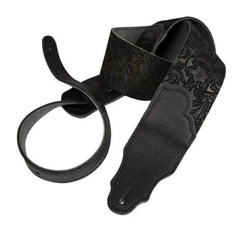 Franklin 2.5" Embossed Suede Guitar Strap Black FSSE-BK-BK
