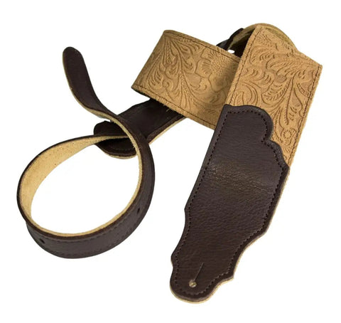 Franklin Original Suede Leather Premium Guitar Strap Honey w Chocolate Ends FSSE-H-CH