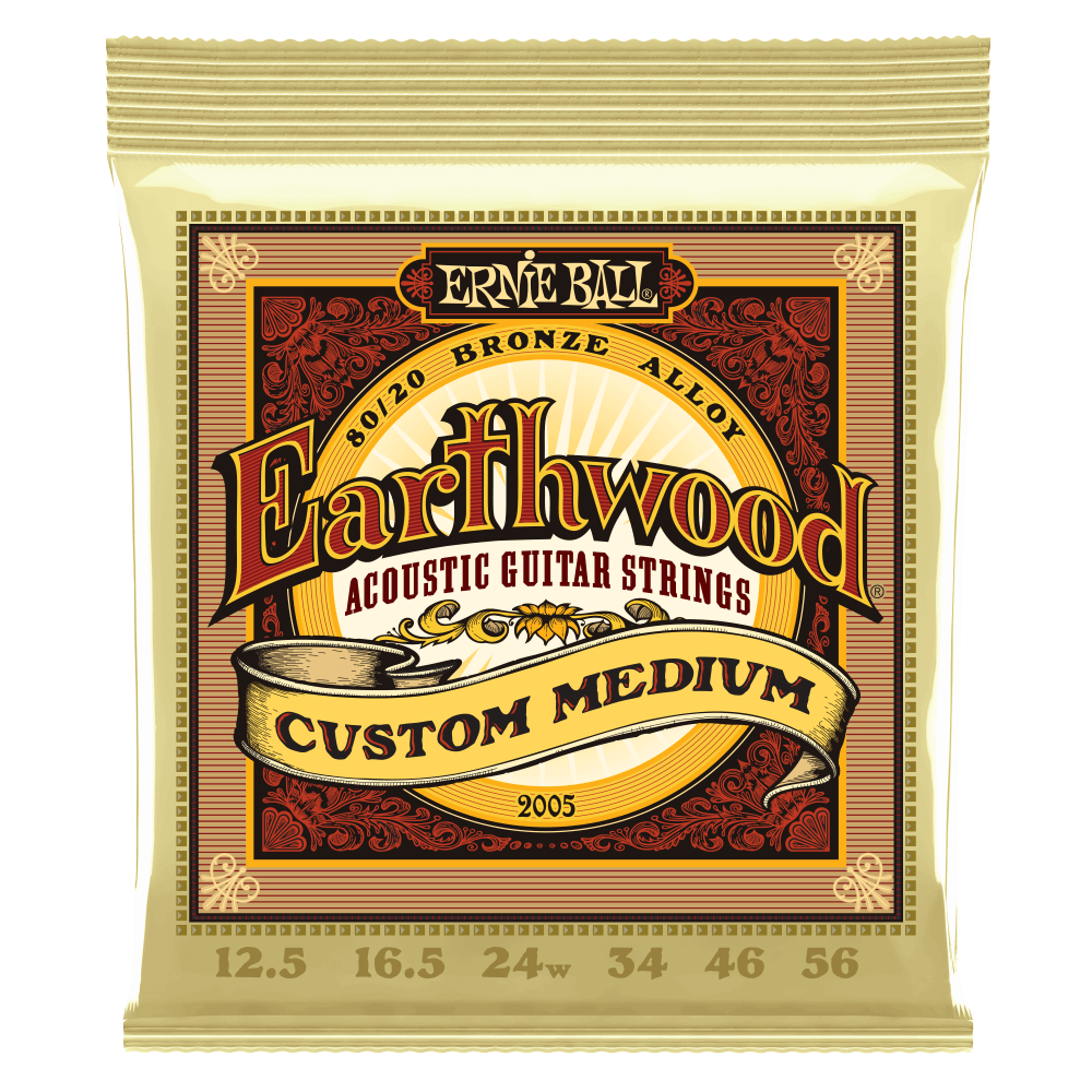 ERNIE BALL EARTHWOOD CUSTOM MEDIUM 80/20 BRONZE ACOUSTIC GUITAR STRINGS - 12.5-56 GAUGE 2005