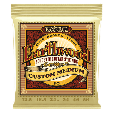 ERNIE BALL EARTHWOOD CUSTOM MEDIUM 80/20 BRONZE ACOUSTIC GUITAR STRINGS - 12.5-56 GAUGE 2005