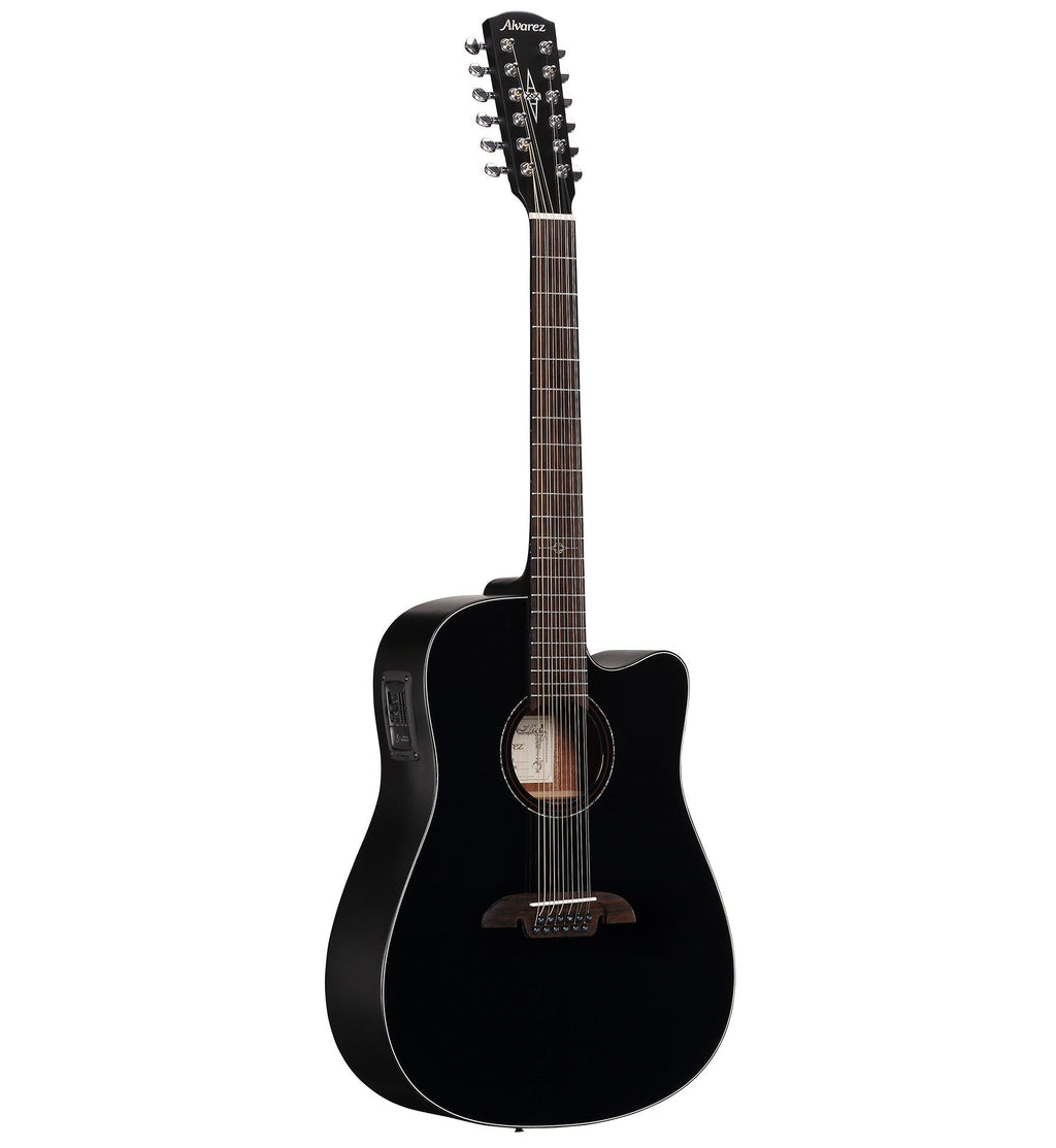 Alvarez AD60ce Black 12-string Acoustic-Electric Guitar - Black