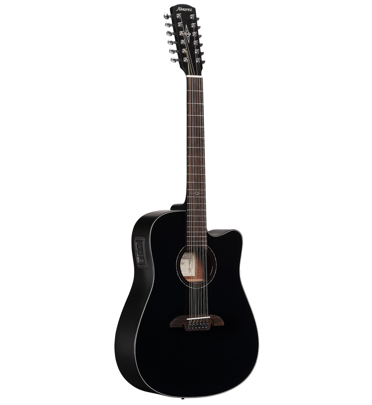 Alvarez AD60ce Black 12-string Acoustic-Electric Guitar - Black
