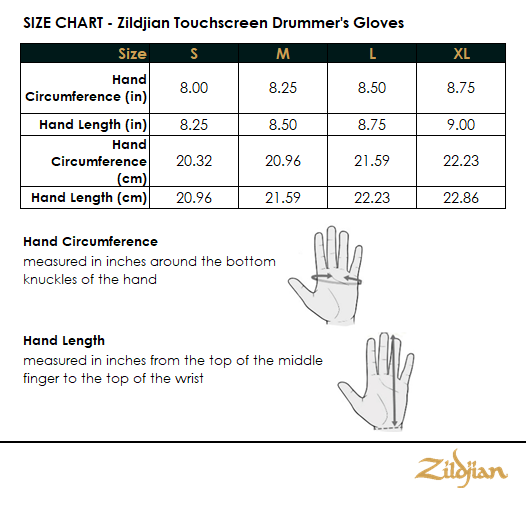 ZILDJIAN TOUCHSCREEN DRUMMER’S GLOVES - XLARGE ZXGL0014