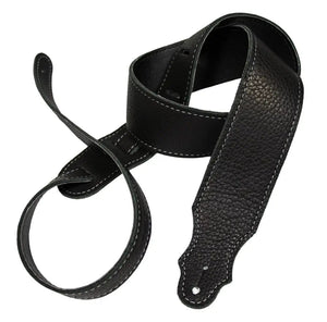 Franklin 2" Purist Glove Leather Guitar Strap Black with Silver Stitching 4A-BK-S